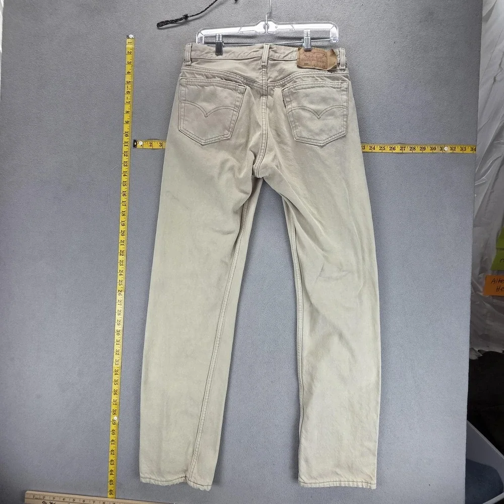 Vintage Levis‎ 501 Jeans Mens Beige Button Fly Made in USA Fits 30x32